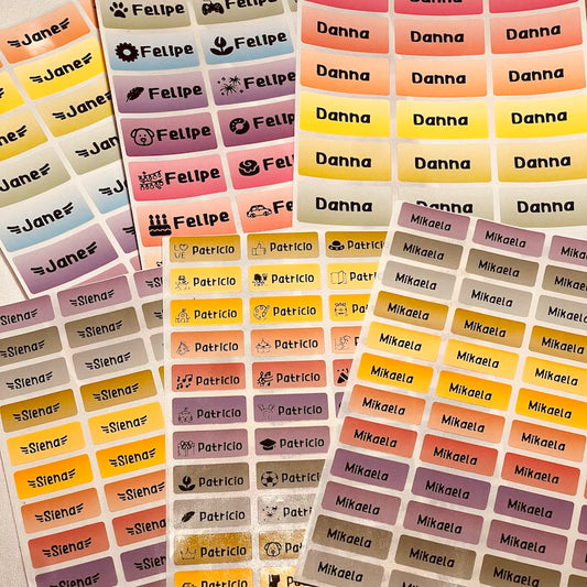 Pastel nombre stickers